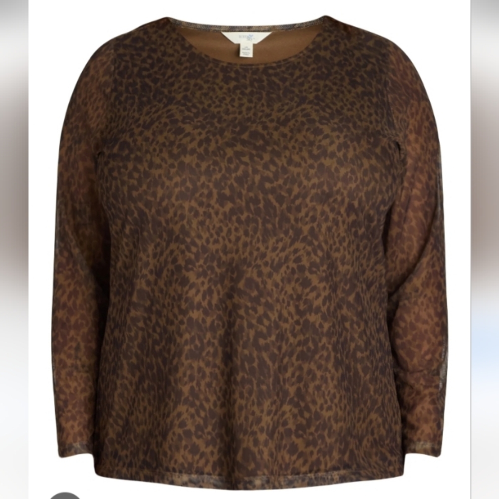 Terra & Sky Leopard Blouse 0X